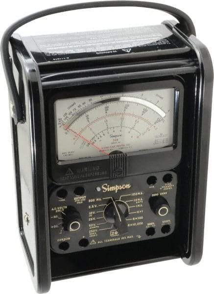 Simpson Electric - 12392, 1,000 VAC/VDC, Analog Manual Ranging Multimeter - 20 mOhm, Measures Voltage, Current, Resistance - Strong Tooling