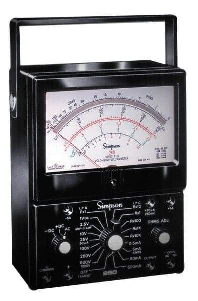 Simpson Electric - 12206, 1,000 VAC/VDC, Analog Manual Ranging Multimeter - 200 Ohm, Measures Voltage, Current, Resistance - Strong Tooling