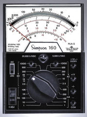 Simpson Electric - 12271, 1,000 VAC/VDC, Analog Manual Ranging Multimeter - 30 mOhm, Measures Voltage, Current, Resistance - Strong Tooling