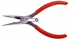 Urrea - 6-3/4" OAL, 1-1/2" Jaw Length x 47/64" Jaw Width, Long Nose Side Cutting Needle Nose Pliers - Serrated Jaw, Chain Nose Head, Rubber Grip Handles, with Spring - Strong Tooling