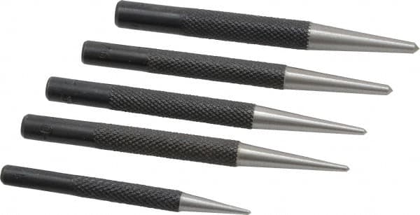 General - 5 Piece, 1/16 to 5/32", Center Punch Set - Round Shank, Comes in Vinyl Case - Strong Tooling