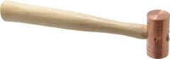 Made in USA - 1 Lb Head 1-1/4" Face Copper Nonmarring Hammer - 10-1/2" OAL, Wood Handle - Strong Tooling