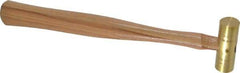 Made in USA - 1/4 Lb Head 3/4" Face Brass Nonmarring Hammer - 10-1/2" OAL, Wood Handle - Strong Tooling