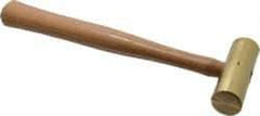 Made in USA - 1-1/2 Lb Head 1-1/4" Face Brass Nonmarring Hammer - 12" OAL, Wood Handle - Strong Tooling