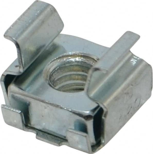 Made in USA - 1/4-20 Screw, 0.093 to 1/8" Thick, Spring Steel Cage Nut - Zinc-Plated Finish - Strong Tooling