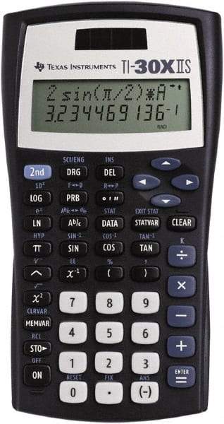 Texas Instruments - LCD Scientific Calculator - 3-3/8 x 6-3/8 Display Size, Black, Battery & Solar Powered, 1.1" Long x 6-1/2" Wide - Strong Tooling