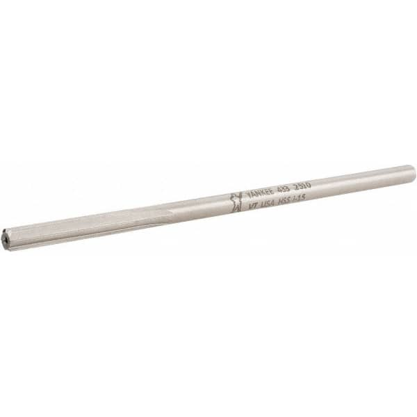 Made in USA - 1/4" High Speed Steel 6 Flute Chucking Reamer - Straight Flute, 0.2405" Straight Shank, 1-1/2" Flute Length, 6" OAL - Strong Tooling