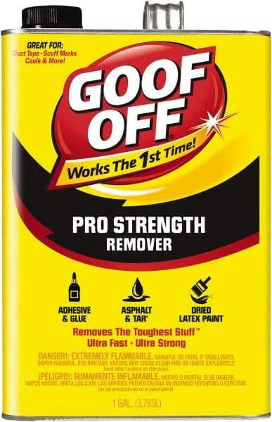 Goof Off - 1 Gal Can Adhesive Remover - Removes Caulk Residue, Chewing Gum, Crayon, Glue, Marker, Paint, Pen, Scuff Marks, Tar, Stickers & Tree Sap - Strong Tooling