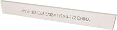 Interstate - 3/32 Inch Wide x 1/2 Inch High x 4-1/2 Inch Long, Parallel Cutoff Blade - M35 Grade, Bright Finish - Exact Industrial Supply