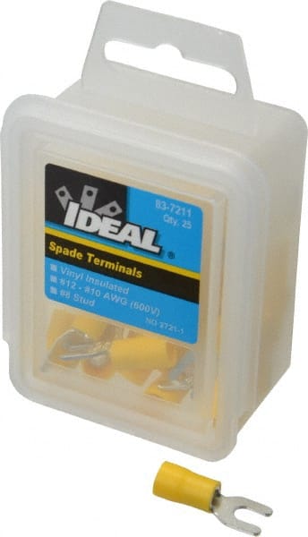 Ideal - #8 Stud, 12 to 10 AWG Compatible, Partially Insulated, Crimp Connection, Standard Fork Terminal - Strong Tooling