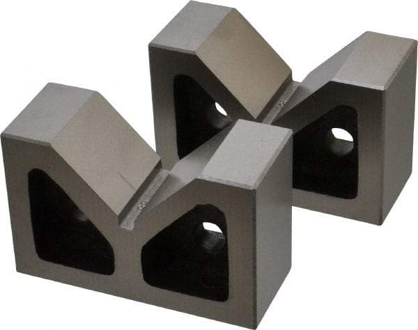 SPI - 2-3/16" Max Capacity, 90° Angle, Cast Iron V-Block - 4" Long x 1-9/16" Wide x 2-9/16" High, Sold as Matched Pair - Strong Tooling