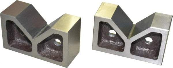 SPI - 3-1/16" Max Capacity, 90° Angle, Cast Iron V-Block - 6" Long x 2-7/16" Wide x 3-1/2" High, Sold as Matched Pair - Strong Tooling