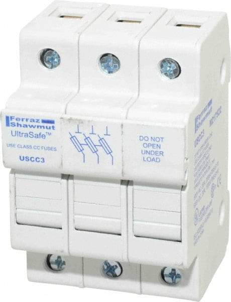 Ferraz Shawmut - 3 Pole, 600 VAC/VDC, 30 Amp, DIN Rail Mount Fuse Holder - Compatible with CC Class, 2.07 Inch Wide Fuse - Strong Tooling