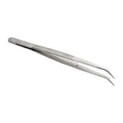 Value Collection - 5-7/8" OAL Stainless Steel Assembly Tweezers - Bent Point with Serrated Shank & Tip - Strong Tooling