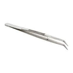 Value Collection - 5-7/8" OAL Stainless Steel Assembly Tweezers - Bent Point with Serrated Shank, Smooth Tip - Strong Tooling