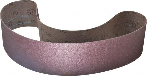 3M - 4" Wide x 54" OAL, 50 Grit, Aluminum Oxide Abrasive Belt - Aluminum Oxide, Coarse, Coated, X Weighted Cloth Backing, Series 341D - Strong Tooling