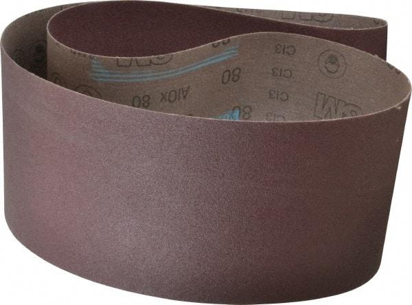 3M - 6" Wide x 60" OAL, 80 Grit, Aluminum Oxide Abrasive Belt - Aluminum Oxide, Medium, Coated, X Weighted Cloth Backing, Series 341D - Strong Tooling