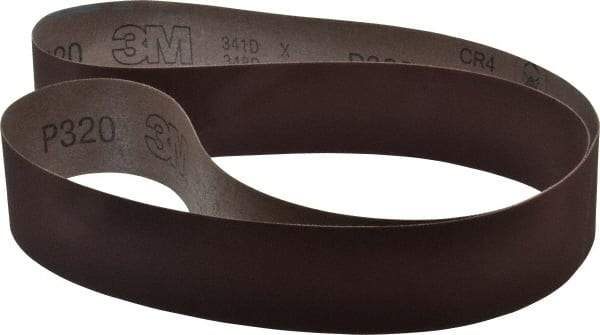 3M - 2" Wide x 60" OAL, 320 Grit, Aluminum Oxide Abrasive Belt - Aluminum Oxide, Extra Fine, Coated, X Weighted Cloth Backing, Series 341D - Strong Tooling