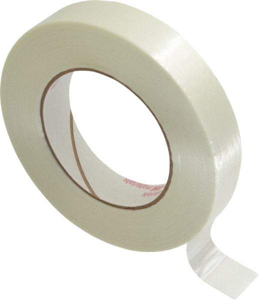 Ability One - 1" x 60 Yd Clear Rubber Adhesive Packaging Tape - Glass Filament Backing, 12 mil Thick, Series 7510-00 - Strong Tooling