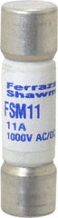 Ferraz Shawmut - 1,000 VAC/VDC, 11 Amp, Fast-Acting Multimeter Fuse - 38mm OAL, 20 at AC/DC kA Rating, 10.3mm Diam - Strong Tooling