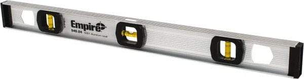 Empire Level - 24" Long 3 Vial I-Beam Level - Aluminum, Silver, 1 Level & 2 Plumb Vials - Strong Tooling