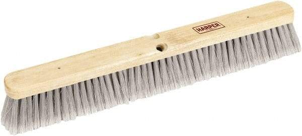 Harper Brush - 18" Smooth Surface Synthetic Push Broom - 3" Bristle Length, Wood Block, Threaded Handle Connection, Handle Sold Separately - Strong Tooling