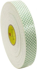 3M - 1/2" x 36 Yd Acrylic Adhesive Double Sided Tape - 62 mil Thick, Off-White, Foam Liner - Strong Tooling