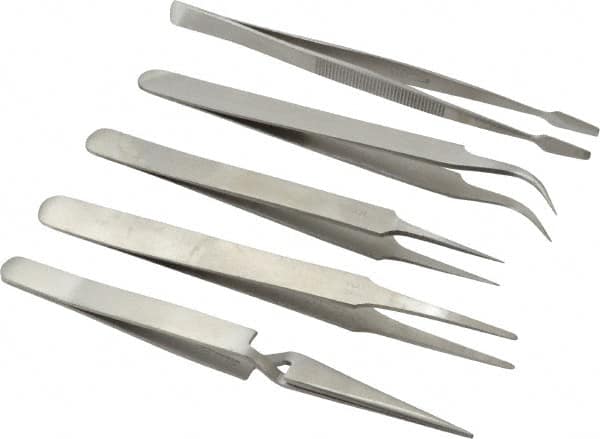 Value Collection - Stainless Steel Tweezer Set - 5 Piece - Strong Tooling