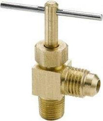 Parker - 1/4 x 1/8" Pipe, Angled Needle Valve - Flare x MNPTF Ends, Brass Valve, 150 Max psi - Strong Tooling