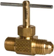 Parker - 1/4 x 1/8" Pipe, Inline Needle Valve - Flare x MNPTF Ends, Brass Valve, 150 Max psi - Strong Tooling