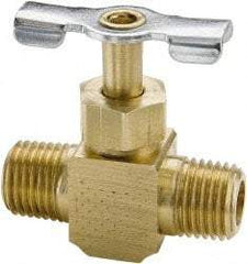 Parker - 1/8" Pipe, Inline Needle Valve - MNPTF x MNPTF Ends, Brass Valve, 150 Max psi - Strong Tooling