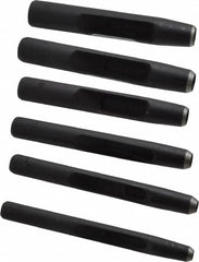 General - 6 Piece, 3/16 to 1/2", Hollow Punch Set - Square Shank, Comes in Plastic Roll - Strong Tooling