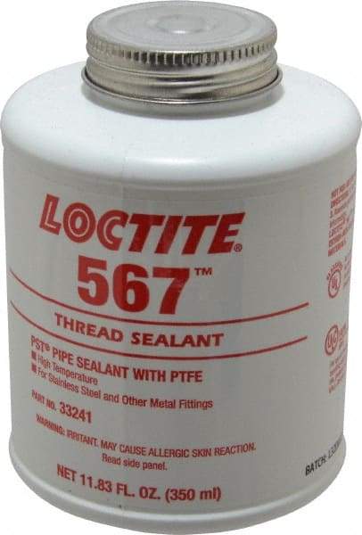 Loctite - 350 ml Brush Top Can White Pipe Sealant - Methacrylate Ester, 400°F Max Working Temp, For Sealing Metal Tapered Pipe Threads & Fittings Up to 2" - Strong Tooling