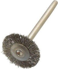 Anderson - 3/4" OD, 1/8" Shank Diam, Crimped Stainless Steel Wheel Brush - 0.005" Filament Diam, 25,000 RPM - Strong Tooling