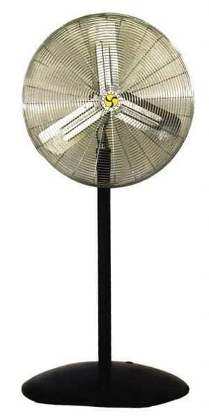 Airmaster - 30" Blade, 1/3 hp, 5,143, 5,943 & 7,794 CFM, Oscillating Industrial Circulation Fan - Pedestal, 115 Volts, 2.5 Amps, 3 Speed - Strong Tooling