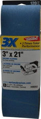 Norton - 3" Wide x 21" OAL, 120 Grit, Zirconia Alumina Abrasive Belt - Zirconia Alumina, Fine, Coated, Y Weighted Cloth Backing, Series 3X - Strong Tooling