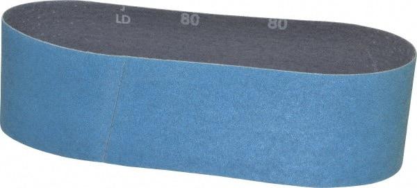 Norton - 3" Wide x 24" OAL, 80 Grit, Zirconia Alumina Abrasive Belt - Zirconia Alumina, Medium, Coated, Y Weighted Cloth Backing, Series 3X - Strong Tooling