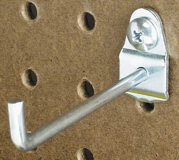 Triton - 3/16" Diam, 1-1/8" Long Straight Arm Pegboard Hook - 1-1/2" Projection, 90° Bend, 1/2" Bend Length, Steel - Strong Tooling