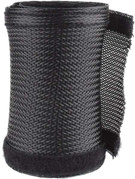 Techflex - Black Braided Cable Sleeve - 3' Coil Length, -103 to 257°F - Strong Tooling