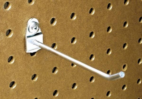 Triton - 3/16" Diam, 4" Long Single Angled End Pegboard Hook - 4-5/8" Projection, 30° Bend, 1/2" Bend Length, Steel - Strong Tooling