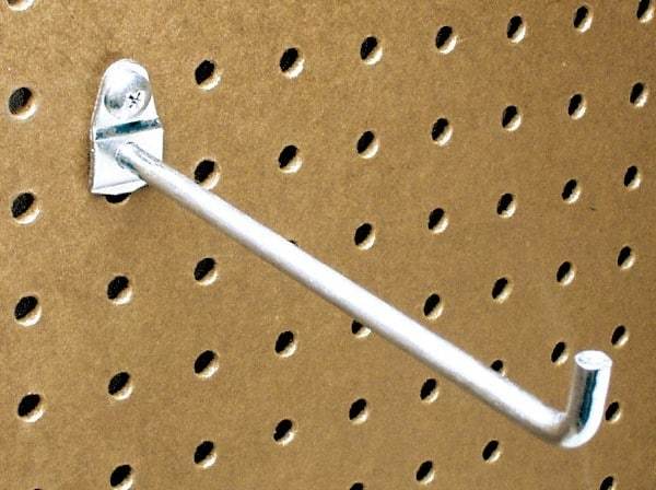 Triton - 1/4" Diam, 6" Long Single Angled End Pegboard Hook - 6-3/8" Projection, 90° Bend, 1/2" Bend Length, Steel - Strong Tooling