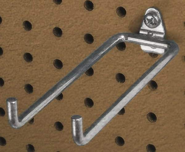 Triton - 1/4" Diam, 5-3/4" Long Double Arm Pegboard Hook - 6-1/4" Projection, 80° Bend, 3/4" Bend Length, Steel - Strong Tooling