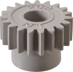 Made in USA - 20 Pitch, 0.95" Pitch Diam, 1.05" OD, 19 Tooth Spur Gear - 3/8" Face Width, 3/8" Bore Diam, 47/64" Hub Diam, 20° Pressure Angle, Acetal - Strong Tooling