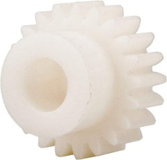 Made in USA - 20 Pitch, 1.05" Pitch Diam, 1.15" OD, 21 Tooth Spur Gear - 3/8" Face Width, 3/8" Bore Diam, 47/64" Hub Diam, 20° Pressure Angle, Acetal - Strong Tooling