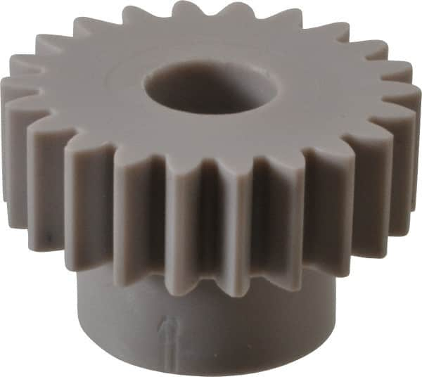 Made in USA - 20 Pitch, 1.1" Pitch Diam, 1.2" OD, 22 Tooth Spur Gear - 3/8" Face Width, 3/8" Bore Diam, 3/4" Hub Diam, 20° Pressure Angle, Acetal - Strong Tooling