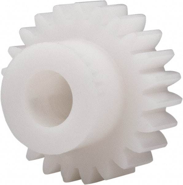 Made in USA - 20 Pitch, 1.15" Pitch Diam, 1-1/4" OD, 23 Tooth Spur Gear - 3/8" Face Width, 3/8" Bore Diam, 47/64" Hub Diam, 20° Pressure Angle, Acetal - Strong Tooling