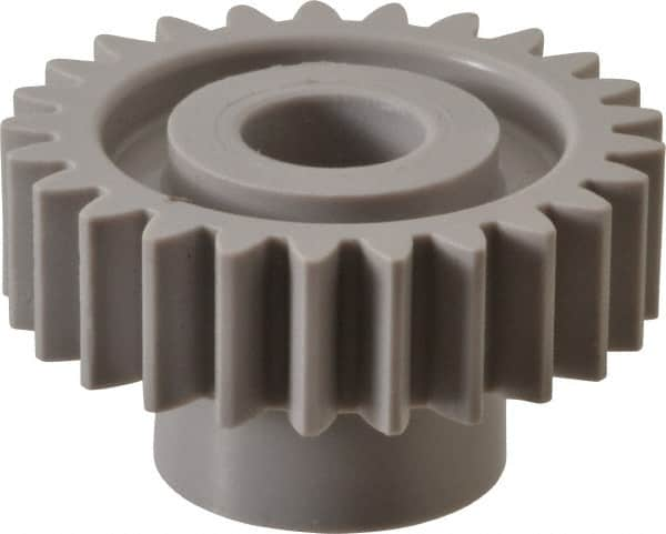 Made in USA - 20 Pitch, 1-1/4" Pitch Diam, 1.35" OD, 25 Tooth Spur Gear - 3/8" Face Width, 3/8" Bore Diam, 47/64" Hub Diam, 20° Pressure Angle, Acetal - Strong Tooling