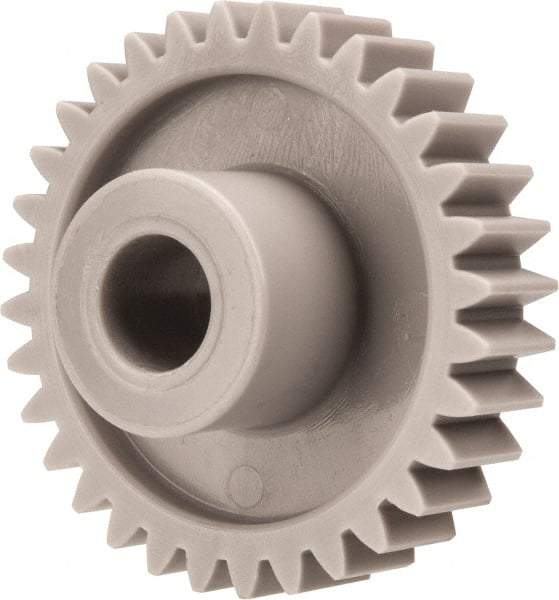 Made in USA - 20 Pitch, 1.6" Pitch Diam, 1.7" OD, 32 Tooth Spur Gear - 3/8" Face Width, 3/8" Bore Diam, 47/64" Hub Diam, 20° Pressure Angle, Acetal - Strong Tooling