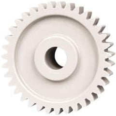 Made in USA - 20 Pitch, 1-3/4" Pitch Diam, 1.85" OD, 35 Tooth Spur Gear - 3/8" Face Width, 3/8" Bore Diam, 47/64" Hub Diam, 20° Pressure Angle, Acetal - Strong Tooling