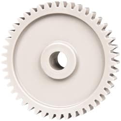 Made in USA - 20 Pitch, 2-1/4" Pitch Diam, 2.35" OD, 45 Tooth Spur Gear - 3/8" Face Width, 3/8" Bore Diam, 47/64" Hub Diam, 20° Pressure Angle, Acetal - Strong Tooling